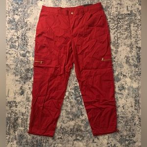 Red Cargo Capri Pants